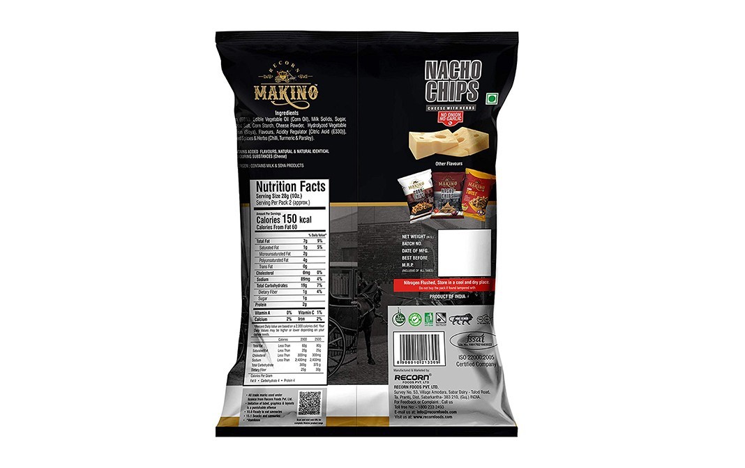 Makino Nacho Chips Cheese With Herbs   Pack  75 grams